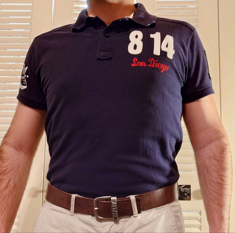 Y2K 2010s Scotch & Soda Short Sleeve Polo Navy Shirt 8 14 San Diego CA